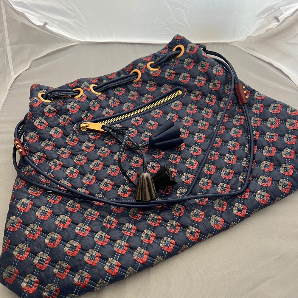 NWT Marc Jacobs Blue/Metallic Quilted Leather Memphis Robert Shoulder Bag